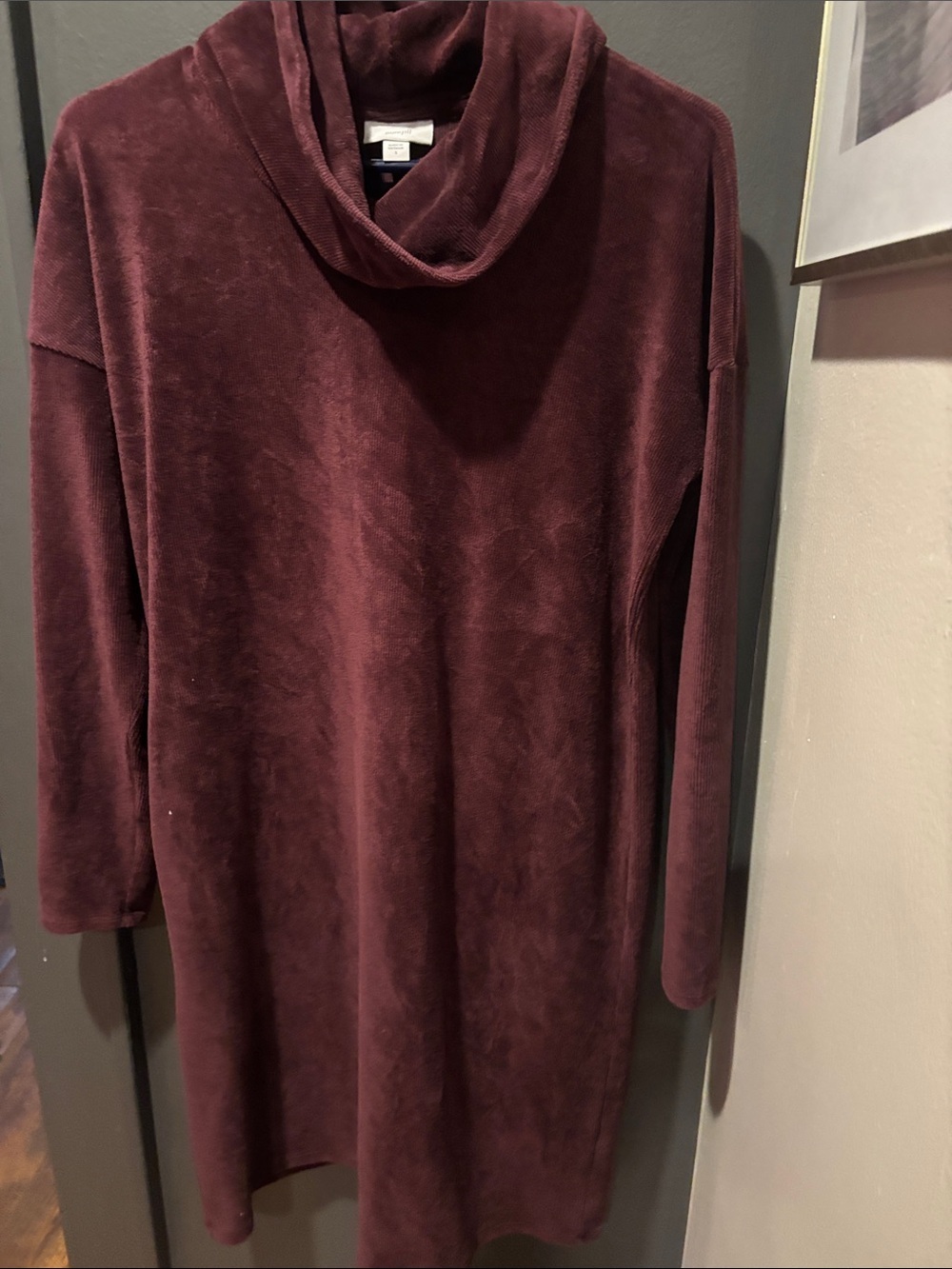 J. Jill Wine Plush Cowl Neck Sweater Dress